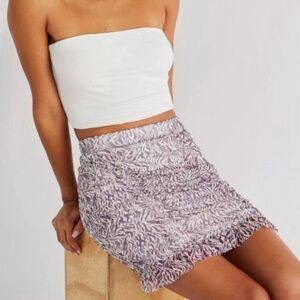 Free People Romi Mesh Mini Skirt Purple and White Zebra Print Size XS